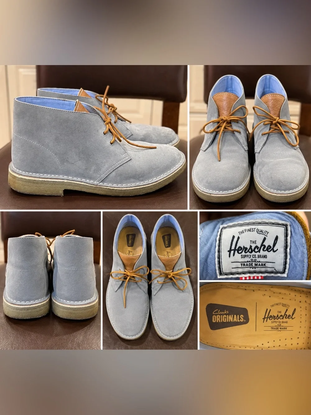 Clarks Originals x Herschel Desert Boots Men’s 11 Blue Gray Suede Chukka